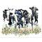 Designart - Dairy cow on field - Farmhouse Animal Painting Print on Wrapped Canvas set